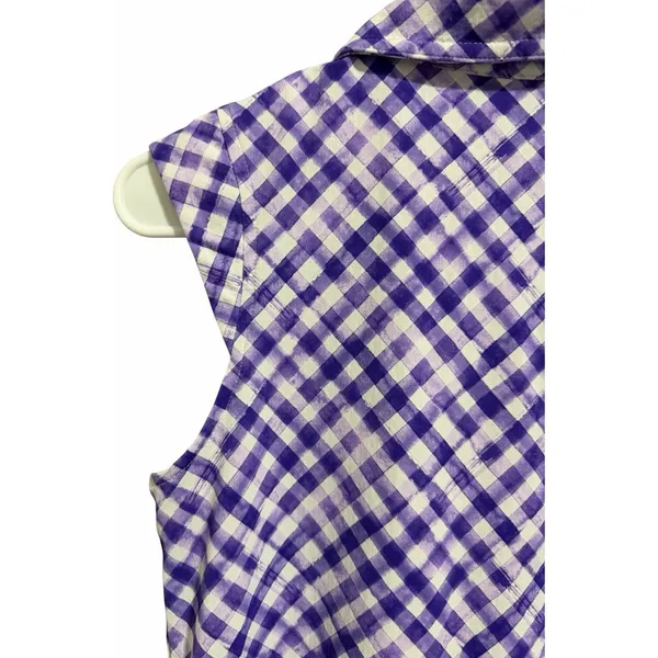 Ibkul Gingham Sleeveless Polo Lavender/White Golf Tennis Women'S‎ Size Small - Image 8