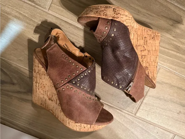 Not Rated Brown & Dark Brown Studded Open-Toe Slingback Mules - Image 4