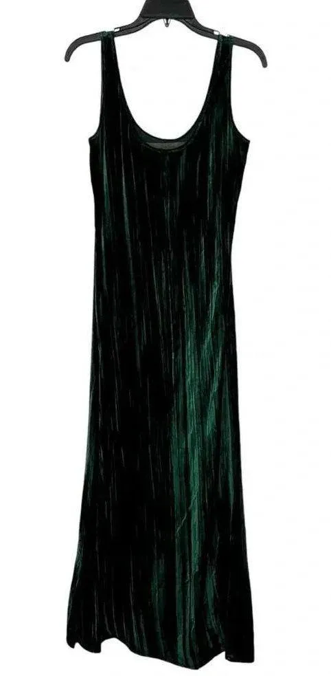 Enza Costa Silk Blend Textured Velvet Tank Green Maxi Dress Womens Size Small - Image 5