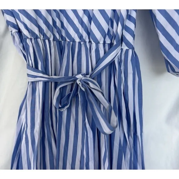 Staud Jodie Midi Wrap Dress Sea Stripe S Bridal Wedding Guest Coastal Nautical - Image 10