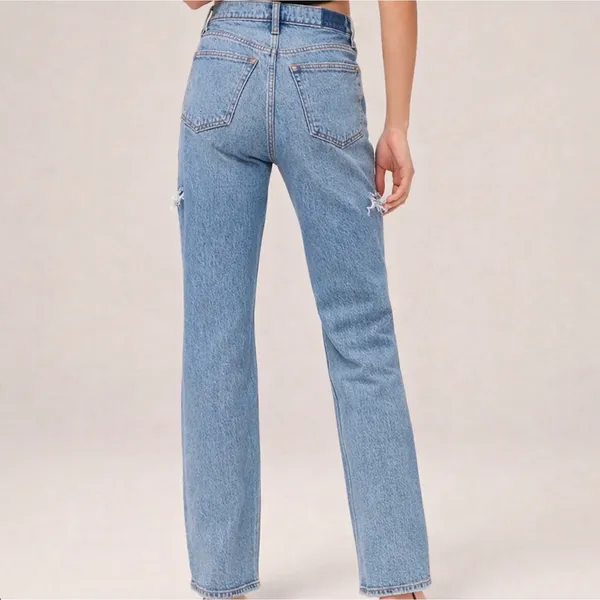 Abercrombie & Fitch The 90's Baggy Low Rise Jeans Straight Leg Size 2 - Image 7