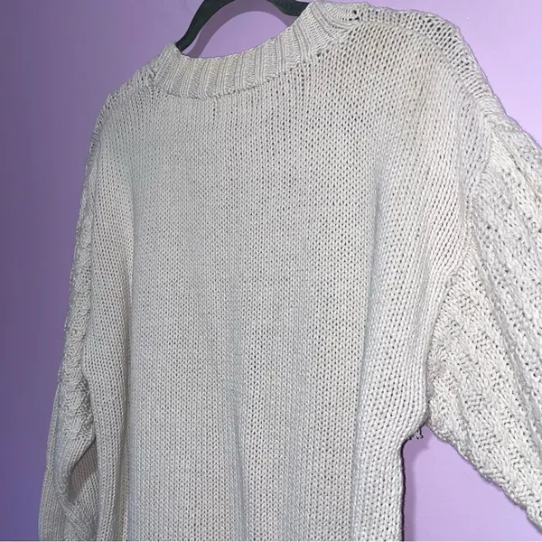 Vtg Interior Textured Fisherman Knit Cardigan Sweater Women L Cottage Coastal - Image 6