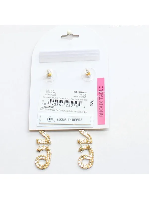NWT Bijoux Bar Dangly 2026 Rhinestone Post Earrings Gold / Silver Gray 3" - Image 2
