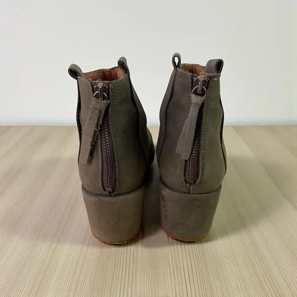 Topshop Suede Ankle Booties in Olive Gray - Image 6
