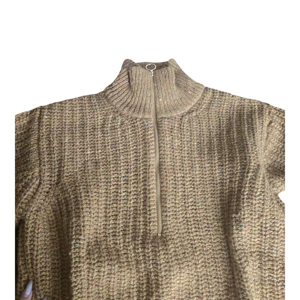 Sezane Nico Half Zip Pullover Wool Sweater Size: XS Brown - Image 3