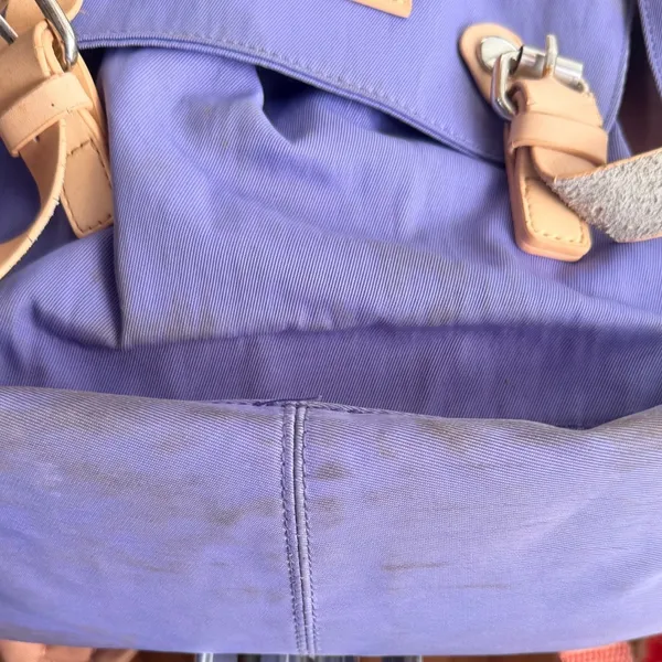 Doughnut Macaroon Backpack Purple Peach Nylon Leather Trim Outdoor Adventure Bag - Image 13