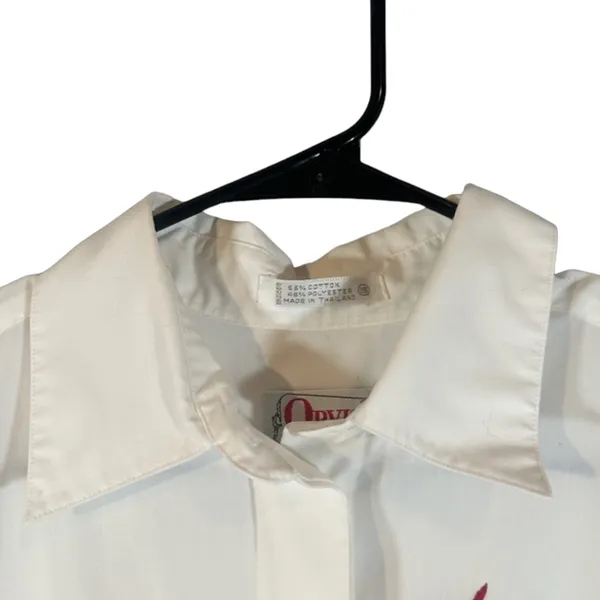 Orvis White Northern Cardinal Bird Floral Button Down Shirt Women Sz 18 VTG - Image 5