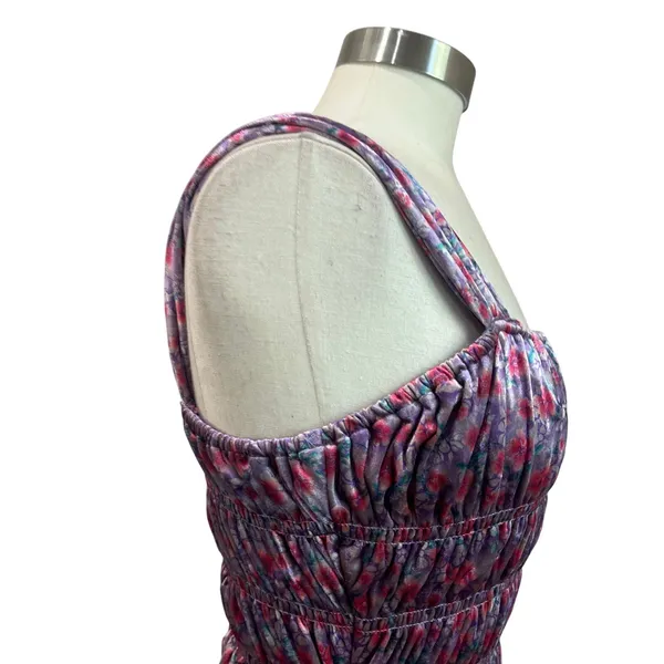 English‎ Factory Smocked Floral Velvet Mini Dress Size Small - Image 8