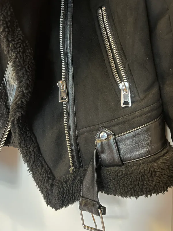 Zara Black Belted Coat - Image 3