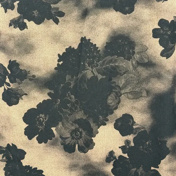 VTG Drama Floral Bias Cut Maxi Skirt 8 Taupe Black Made USA‎ Dark Academia - Image 9
