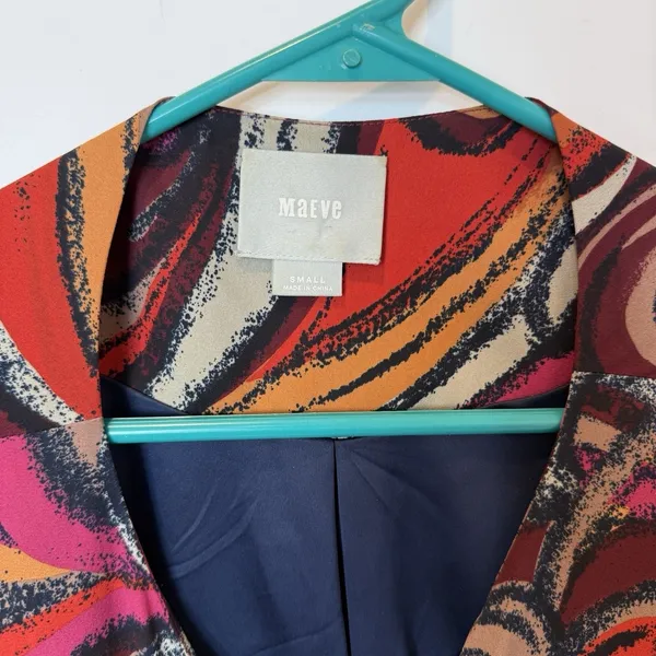 Anthropologie 3/4‎ Sleeve Swirl Mini Dress Small Lightweight Lined Unique - Image 4