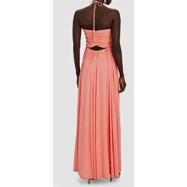STAUD Kanha Reversible Mesh Halter Maxi Dress Orange Pink XL‎ - Image 8