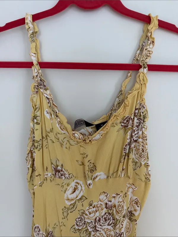 Vintage Twoofus Floral Yellow Slip Dress - Image 2
