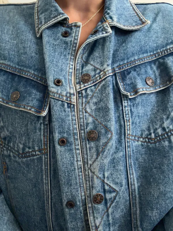 Vintage Cropped Denim Jacket Blue - Image 4