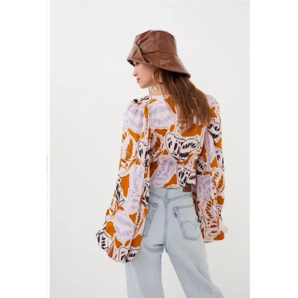 For Love & Lemons Esmeralda Crop Top - Multi Orange S $135‎ - Image 2