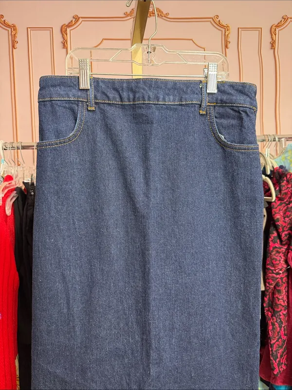 Zara Blue Denim Maxi Skirt High Rise Straight Column Long Jean Skirt. Size S - Image 3