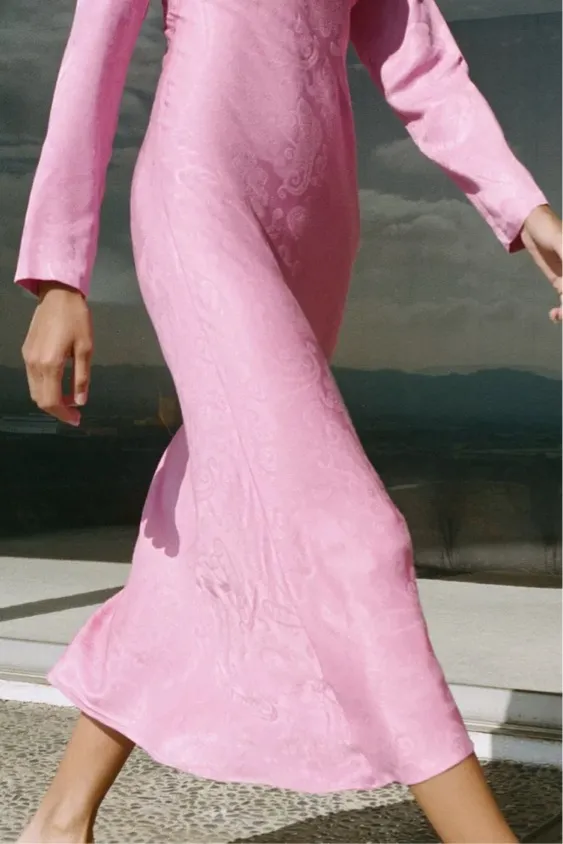 Zara maxi midi dress kimono Long Sleeve flowy bottom bohemian pink summer - Image 11