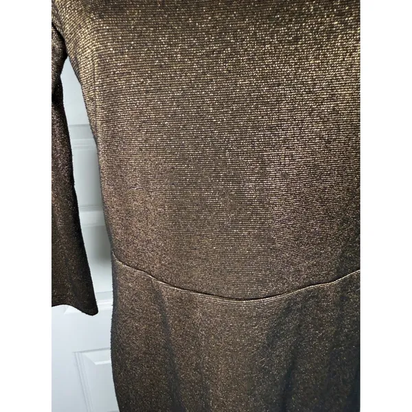 Alice + Olivia Metallic Bronze Sheath Dress‎ Mesh Back Cocktail Quiet Luxury - Image 6