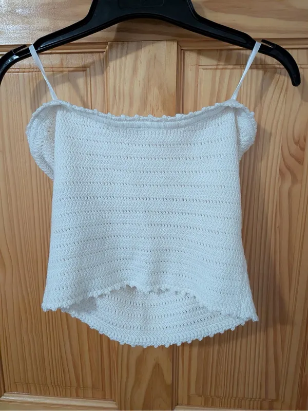 Abercrombie & Fitch Cream Crochet Knit Tube Top Size Small - Image 4