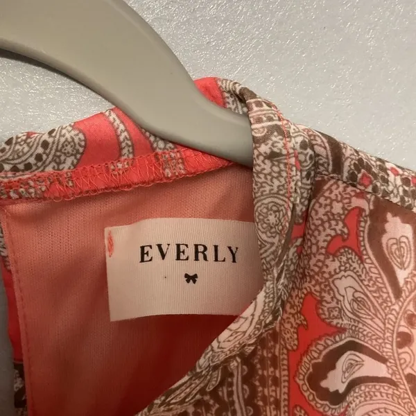 Everly Women Dress Paisley Print Orange Brown Sleeveless Shift Small - Image 5