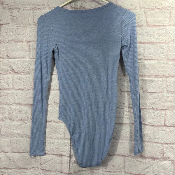 Aerie Ribbed Long Sleeve Bodysuit in Light Blue Size XS - Image 8