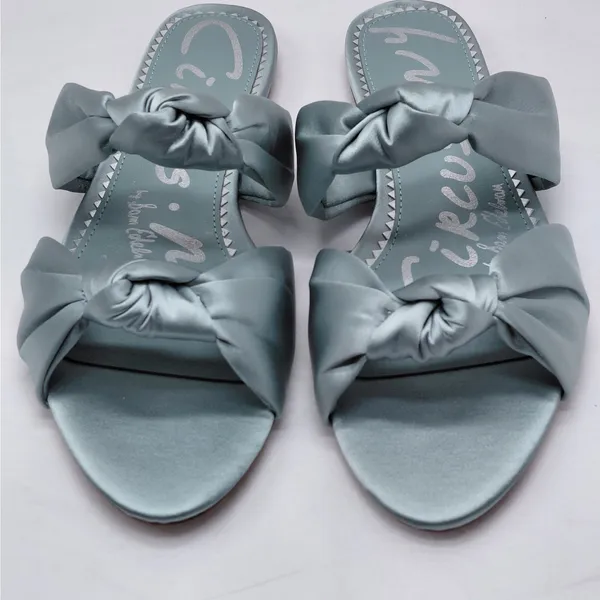 Sam Edelman Circus NY Womens Sandals 7.5 Blue Satin Bow Slides Feminine Coquette - Image 15