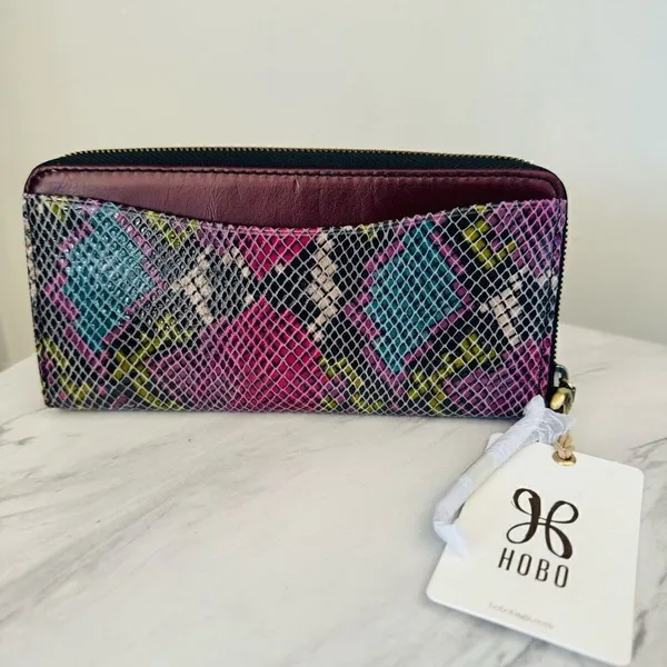 HOBO Max Large Zip Around‎ Leather Continental Wallet, Organization, Mosaic, NWT - Image 9
