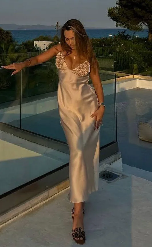 Zara dress maxi satin slip bodycon ruffled strappy wedding evening cocktail - Image 9