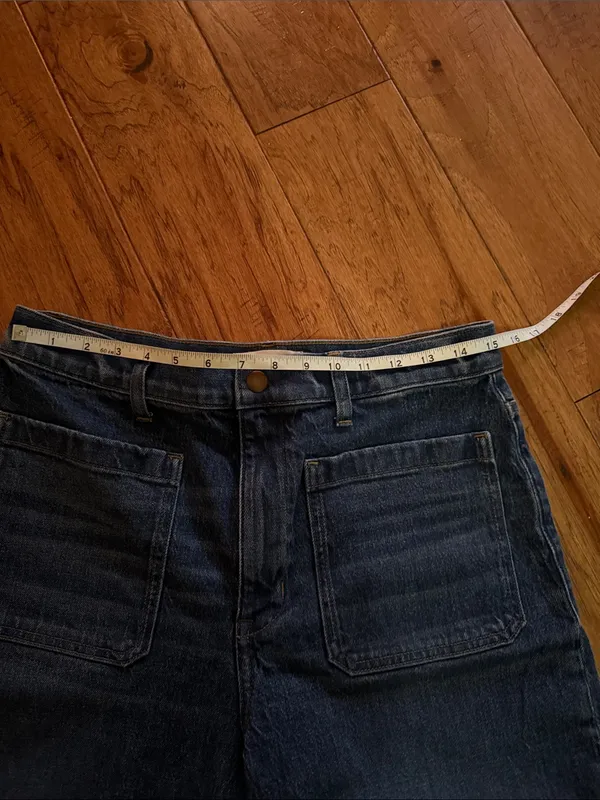 Madewell Dark Blue Wide-Leg Jeans with Raw Hem - Image 3