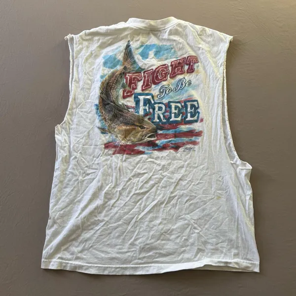 Reel Life Art Patriotic Fishing Muscle Tee - Image 3