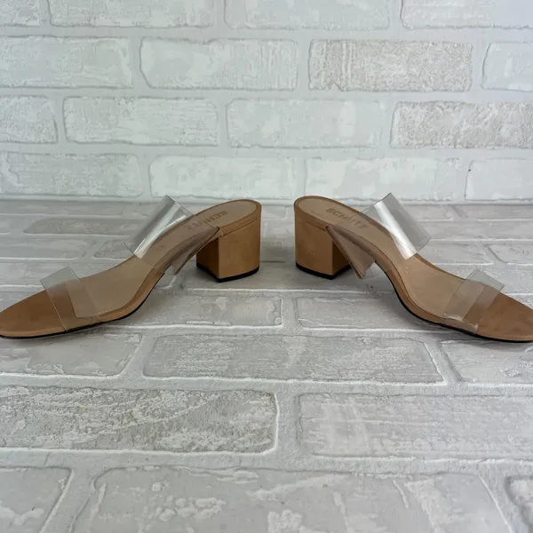 SCHUTZ Heels Victorie Womens 7.5 Nude Transparent 2‎ Strap Block Heel Sandals B - Image 8