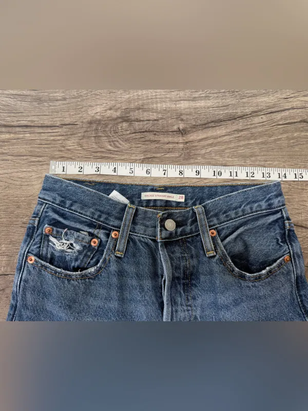 Levi's‎ Jeans Womens 28 Blue Ribcage Straight Ankle Waterless Dark Wash Denim - Image 5