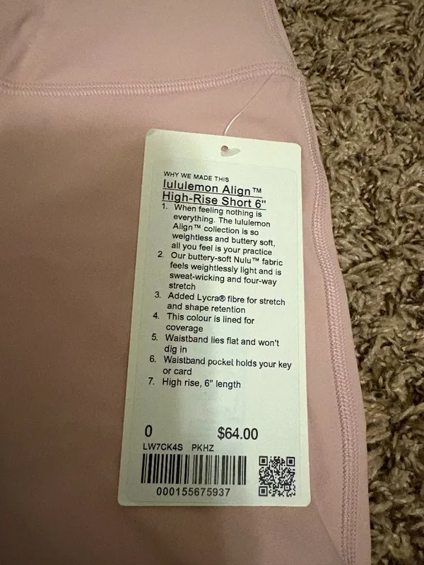 LuLuLemon Align High-Rise Shorts 6" Size 0 Pink Haze NWT NEW Pastel Biker Fitted - Image 2