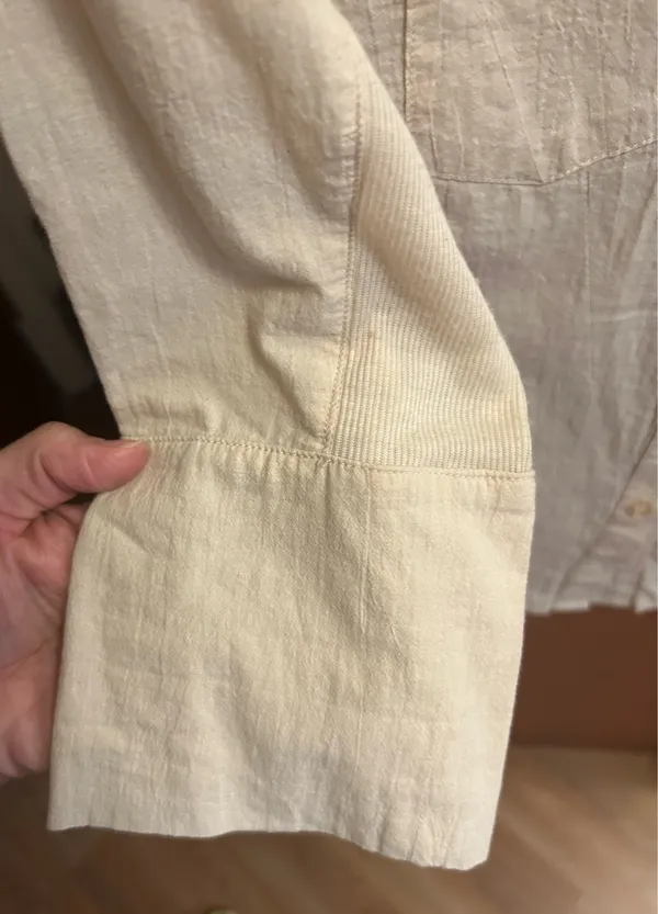 Casual work shirt 3/4 sleeves button down Tan - Image 6