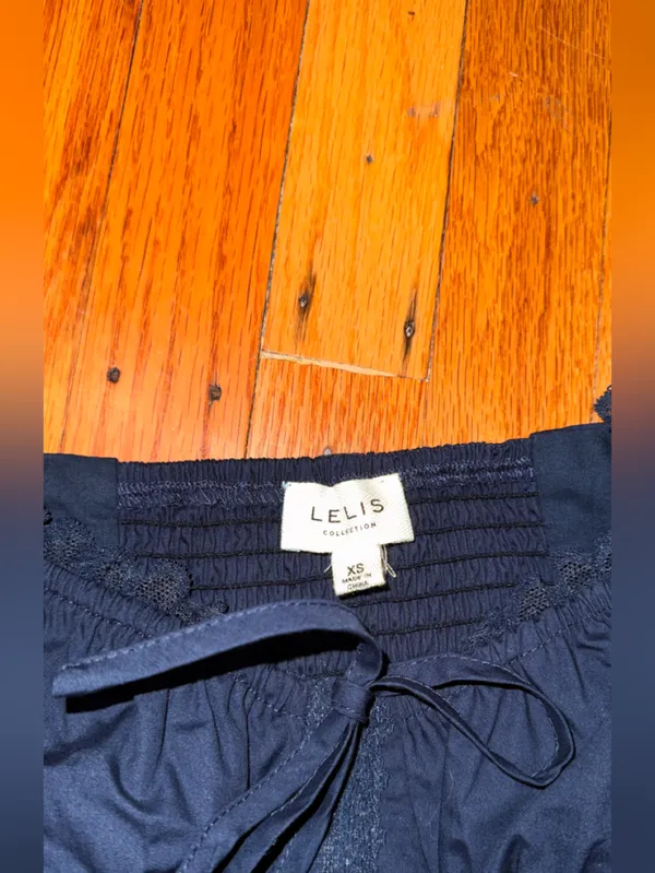 Le Lis navy Lace-Trim corset balloon sleeves - Image 3