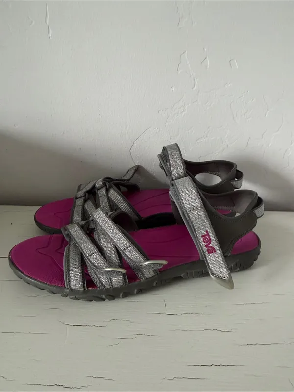 Teva Tirra Sandals Women's 5 Gray Pink Sport Hiking Water Strappy Outdoor Shoes - Image 4