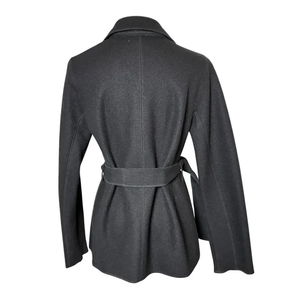 Minimalist Belted Wrap Wool Jacket Notched Lapel Tie Waist Banana Republic - Image 4