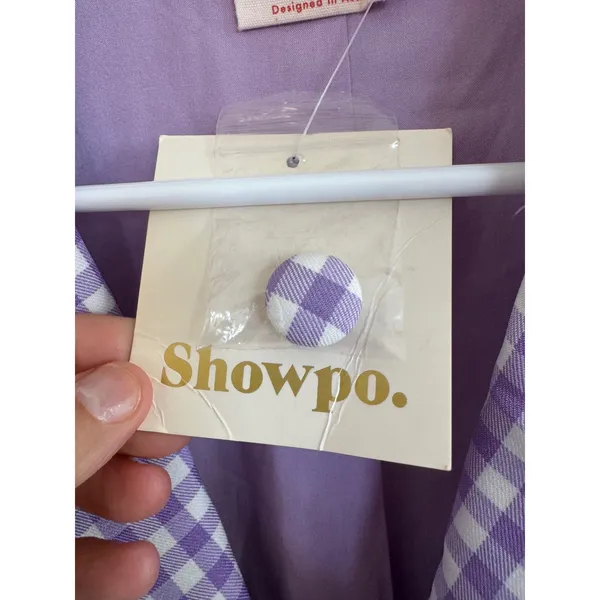 NWT‎ Showpo Quick to Win purple gingham blazer size US6 - Image 3