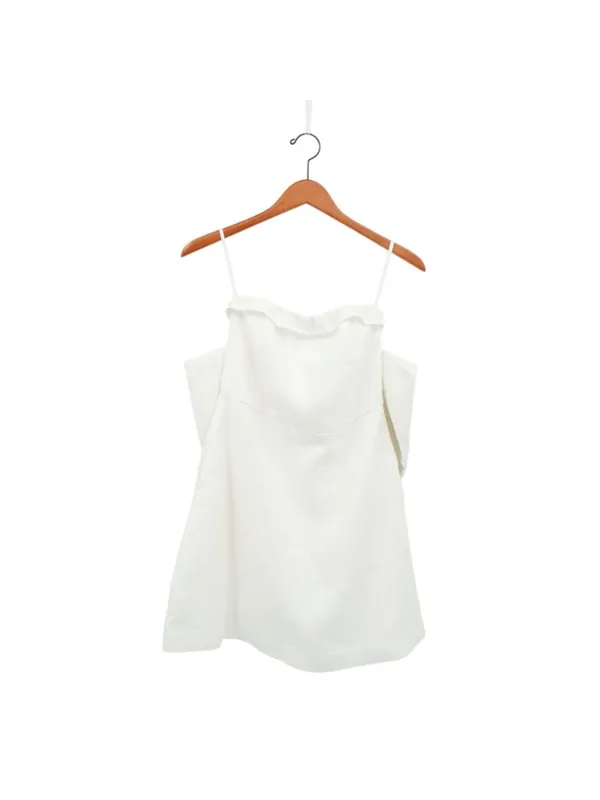 Dissh Aisle Mini Dress White Linen Back Bow Strapless Rehearsal Bridal 6 - Image 4