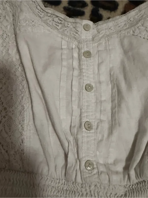 2000s vintage style abercrombie & fitch white whimsical babydoll lace mini dress - Image 7
