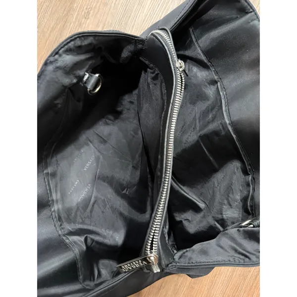 Versace Parfums Black Nylon Tote Bag Silver Hardware Shoulder Bag‎ Handbag - Image 6