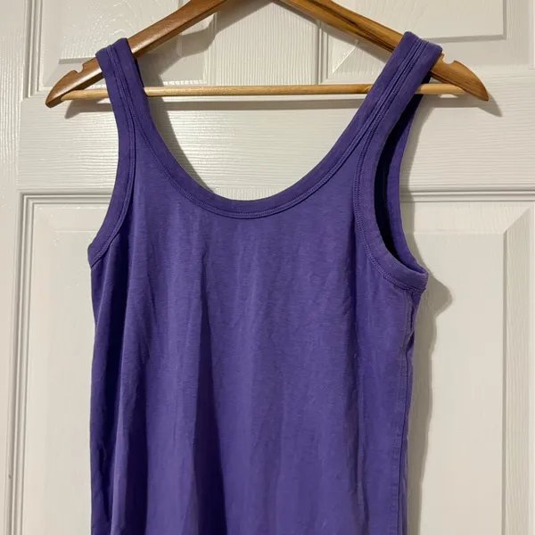 Lululemon Classic Fit Cotton Blend Scoop Dress Size 4 Purple Linen Tank Shirt - Image 3