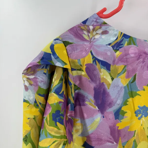 For Love and Lemons Cassia Dress Size 1X NWT Yellow Floral Ruched Midi Cocktail - Image 13