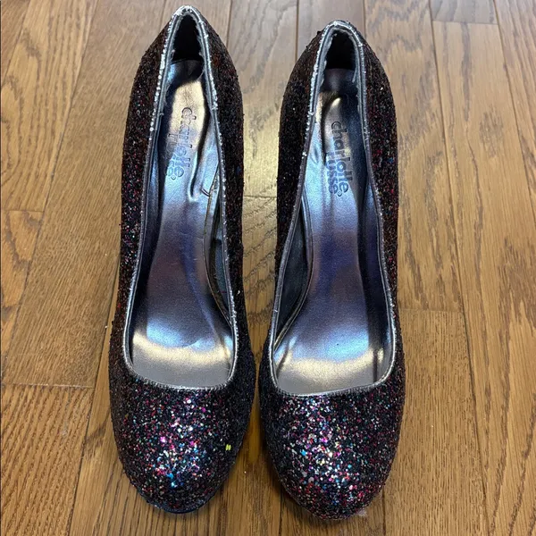 Charlotte Russe | Black Rainbow Sparkles Glitter Stiletto High Heels Size 8 - Image 3