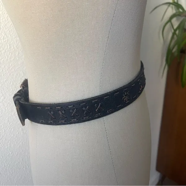 Medium/Large Black Studded Bling Leather Boho Belt - Image 6