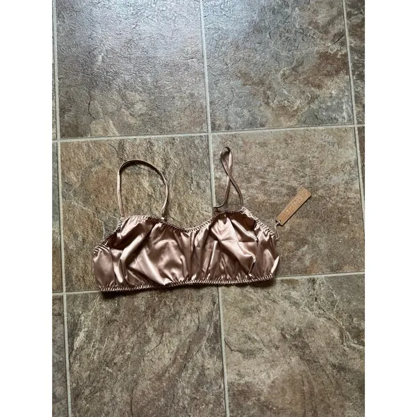 Skims Sleepover Satin Bralette Honey Size XL - Image 3