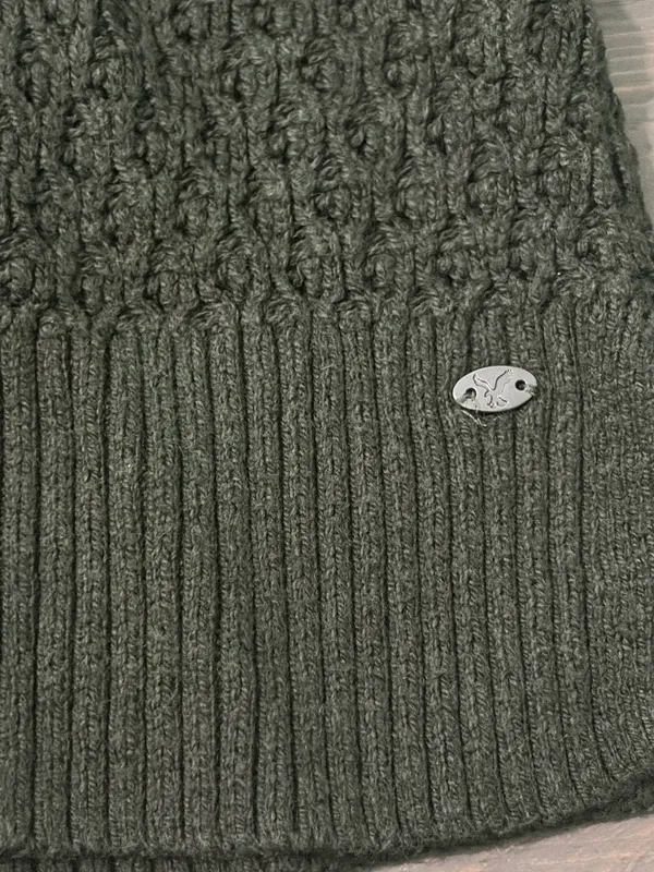 American Eagle Women’s Small Forest Green Textured V-Neck Knit Sweater - Image 2