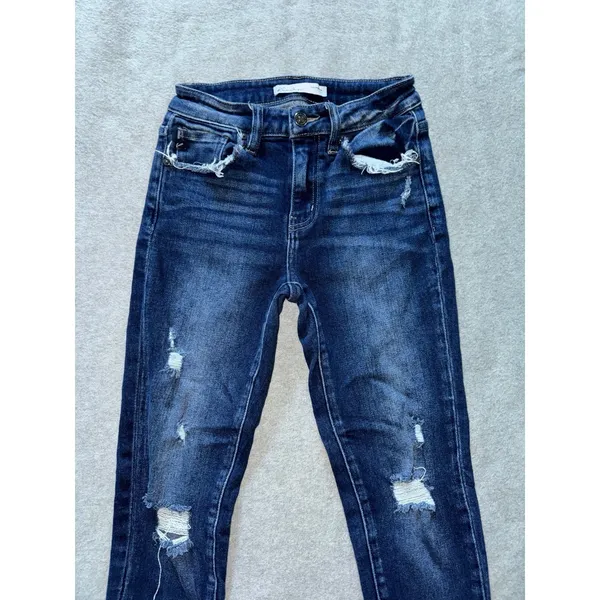 KanCan Women's Distressed Denim Blue Skinny Jeans Size‎ 24 - Image 2