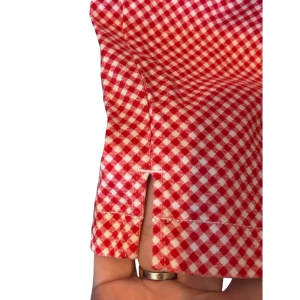 Lee Women's Red & White Gingham Check Capri Pants Cropped Size 12 - Image 8