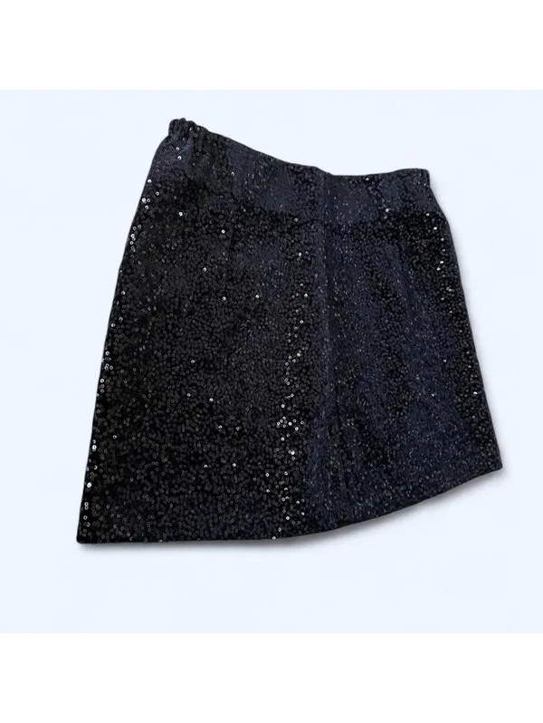 Zara black fairycore party going out clubwear sequin mini skirt size small - Image 2